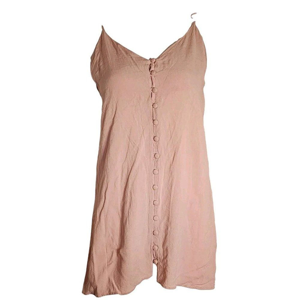 TOP SHOP Solid All Pink Sleeveless Button Down Front Top Womens Size 4‎